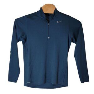 Nike Dri-Fit Quarter Zip Pull Over Jacket Polyester Blue Green Men's Size Medium